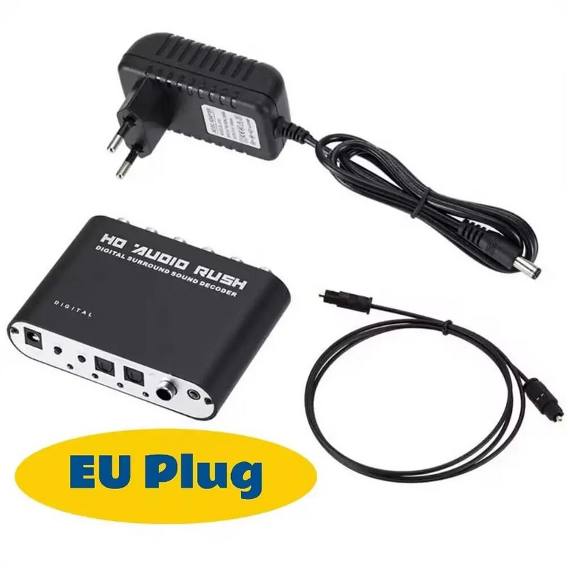 AC3 audio digitālā uz analogo 5.1 kanālu stereo DAC HD audio pārveidotājs optiskais SPDIF koaksiālais AUX 3,5 mm līdz 6 RCA dekodera pastiprinātājs
