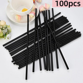 100 vnt. geriamieji šiaudeliai 210/256/260 mm juodi ilgas lankstus geriamasis plastikas.
