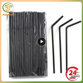 Juodi vienkartiniai šiaudeliai Vestuvių gimtadienio vakarėliui Plastikinis šiaudelis gerti Valgyti Virtuvė Baras Gėrimų reikmenys