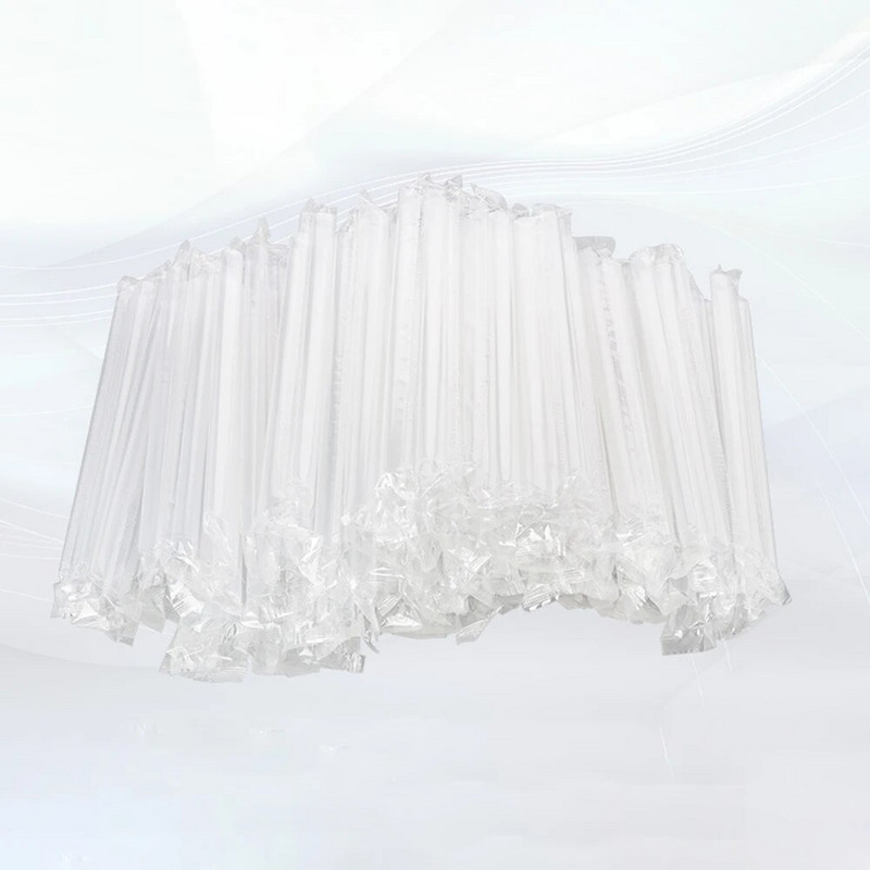 100 τεμ. Ατομικά Συσκευασμένα Διαφανές Χοντρό Πλαστικό Καλαμάκι Πολλαπλών Χρήσεων Smoothie Milkshake Cocktail Pearl Milk Tea