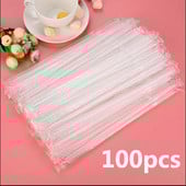 100 vnt. plastikinių vienkartinių gėrimų šiaudelių Parduotuvės Namų šiaudeliai Pieno arbata Įvairių spalvų vakarėliams / barui / gėrimų parduotuvėms / namų šiaudeliai