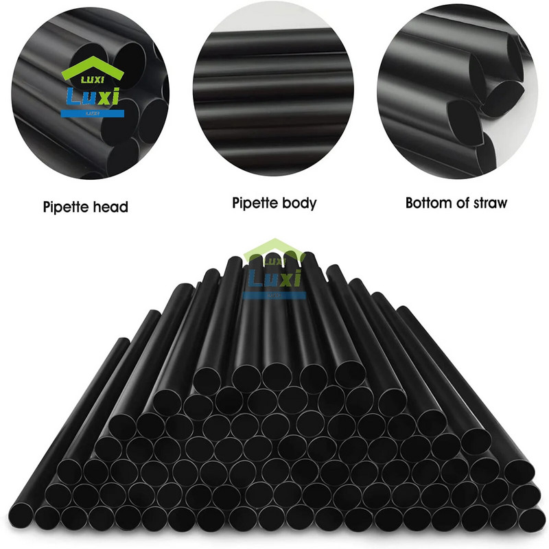 100 vienetų plastikinių šiaudelių vienkartiniai kokteilių šiaudeliai tinka perlų pieno arbatos gėrimams. Lankstus kokteilių šiaudelis virtuvei