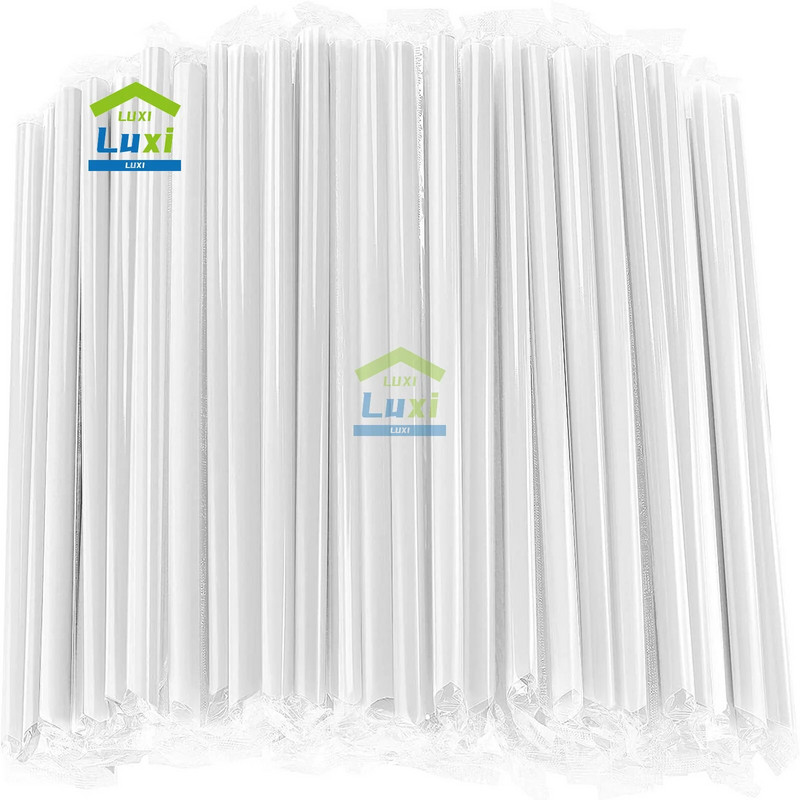 100 vienetų plastikinių šiaudelių vienkartiniai kokteilių šiaudeliai tinka perlų pieno arbatos gėrimams. Lankstus kokteilių šiaudelis virtuvei