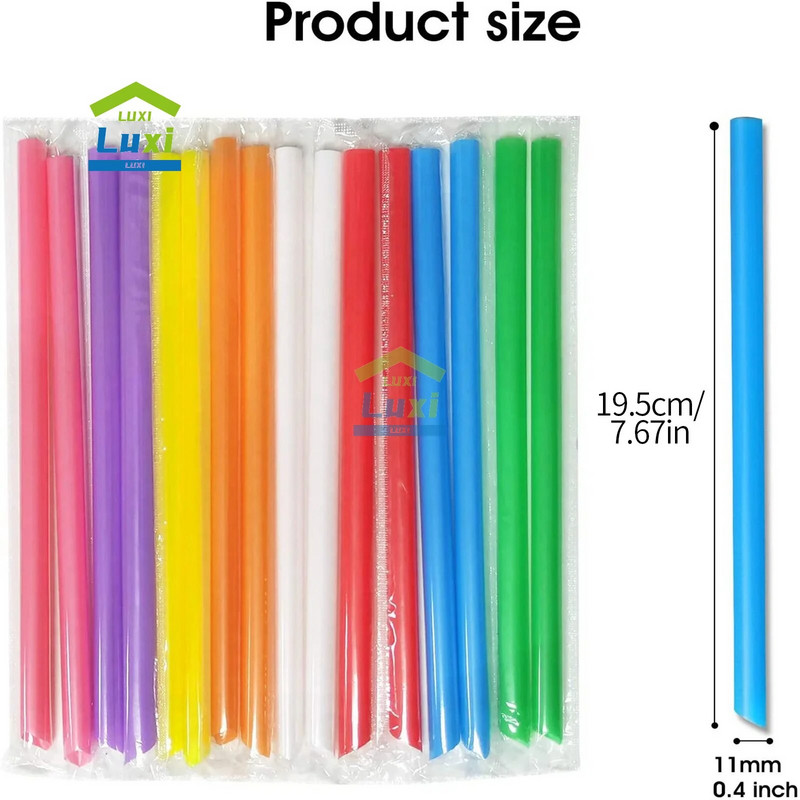 100 vienetų plastikinių šiaudelių vienkartiniai kokteilių šiaudeliai tinka perlų pieno arbatos gėrimams. Lankstus kokteilių šiaudelis virtuvei