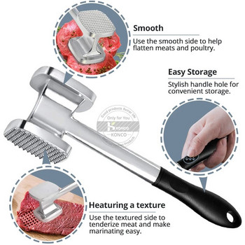 Konco Ανοξείδωτο ατσάλι Meat Tenderizer Hammer Heavy Duty Beef Steak Hammer Εργαλείο μαγειρικής κουζίνας με κρέας κοτόπουλου Fish mallet Εργαλεία μαγειρέματος