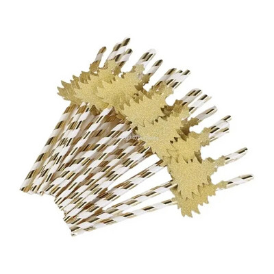 30 komada slamki za božićno drvce Ukrasi od papirnatih slamki za piće koje se mogu reciklirati Prugaste slamke od papira Potrepštine za zabave Izdržljive