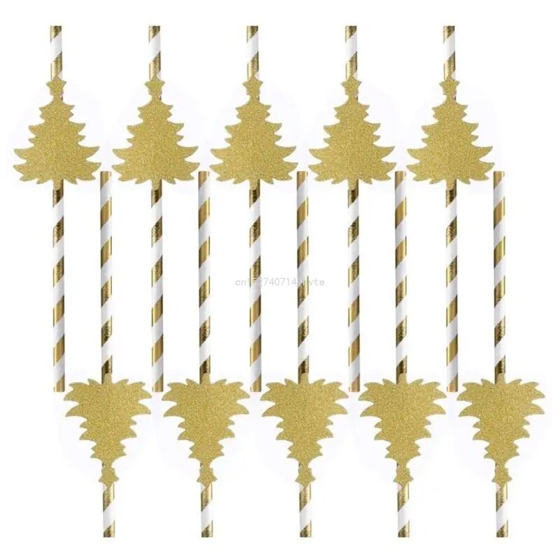 30 komada slamki za božićno drvce Ukrasi od papirnatih slamki za piće koje se mogu reciklirati Prugaste slamke od papira Potrepštine za zabave Izdržljive
