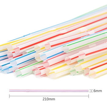 300 бр. Цветни пластмасови извити сламки за еднократна употреба с дължина 8 инча, многоцветни дъгови сламки Аксесоари за парти барове за напитки