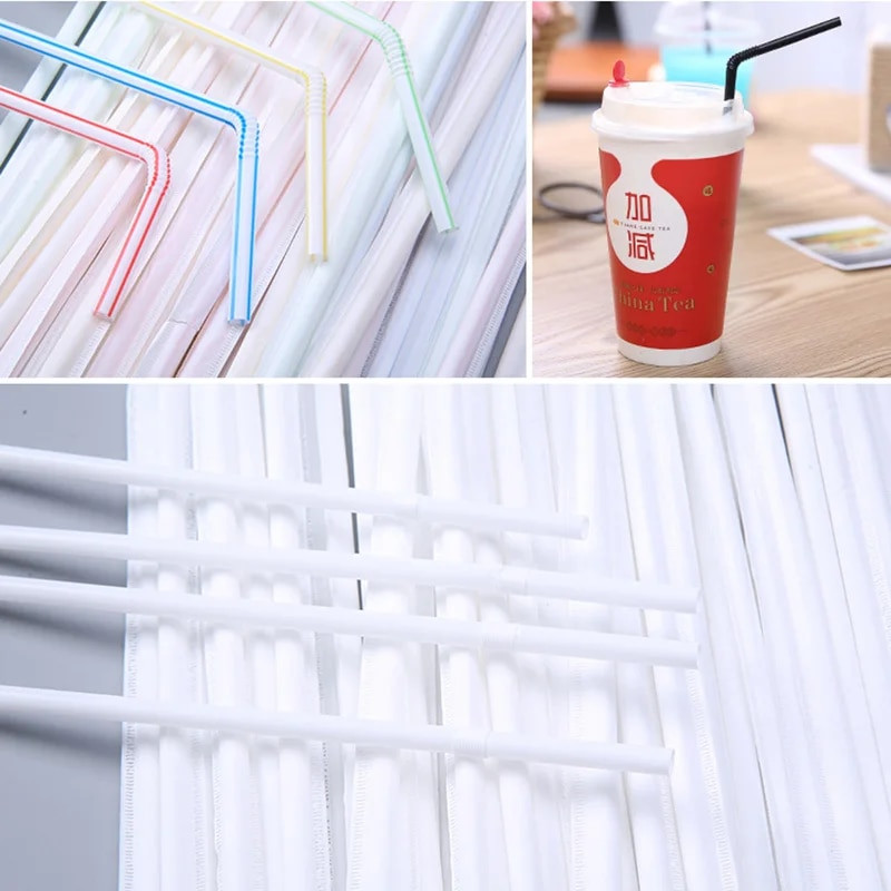 300 komada šarenih jednokratnih plastičnih zakrivljenih slamki dugih 8 inča, višebojnih duginih slamki, dodaci za piće za party barove