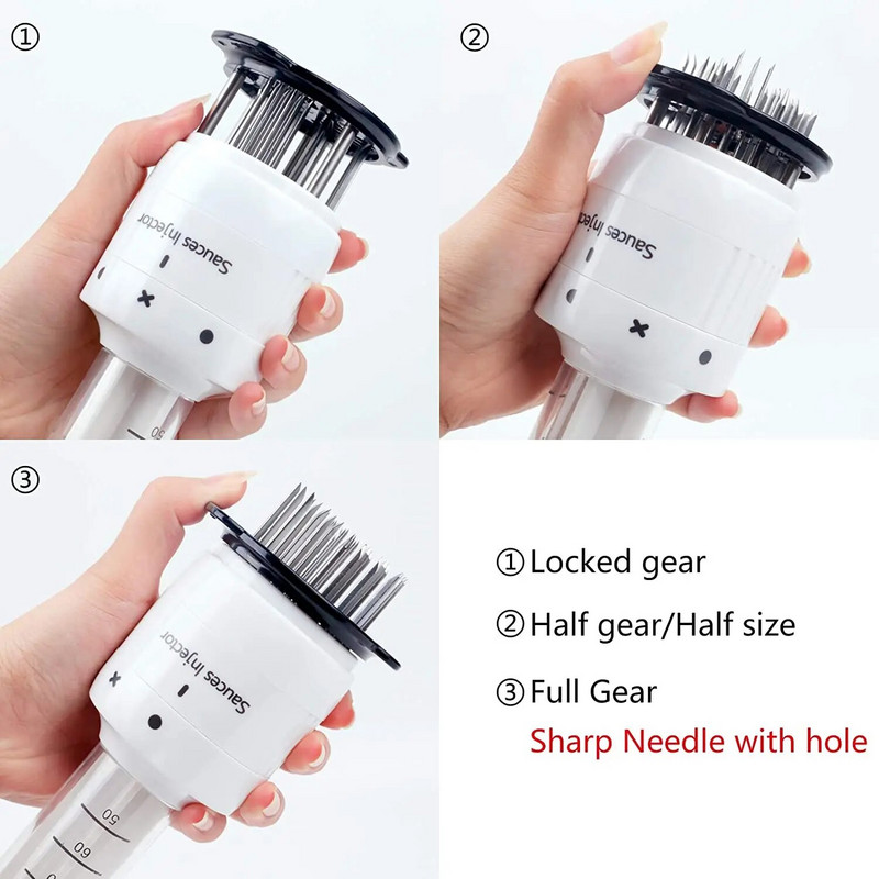 1 buc multifuncțional pentru bătătorit carne injector de carne din oțel inoxidabil pentru friptură seringă cu aromă de marinată ustensile de bucătărie