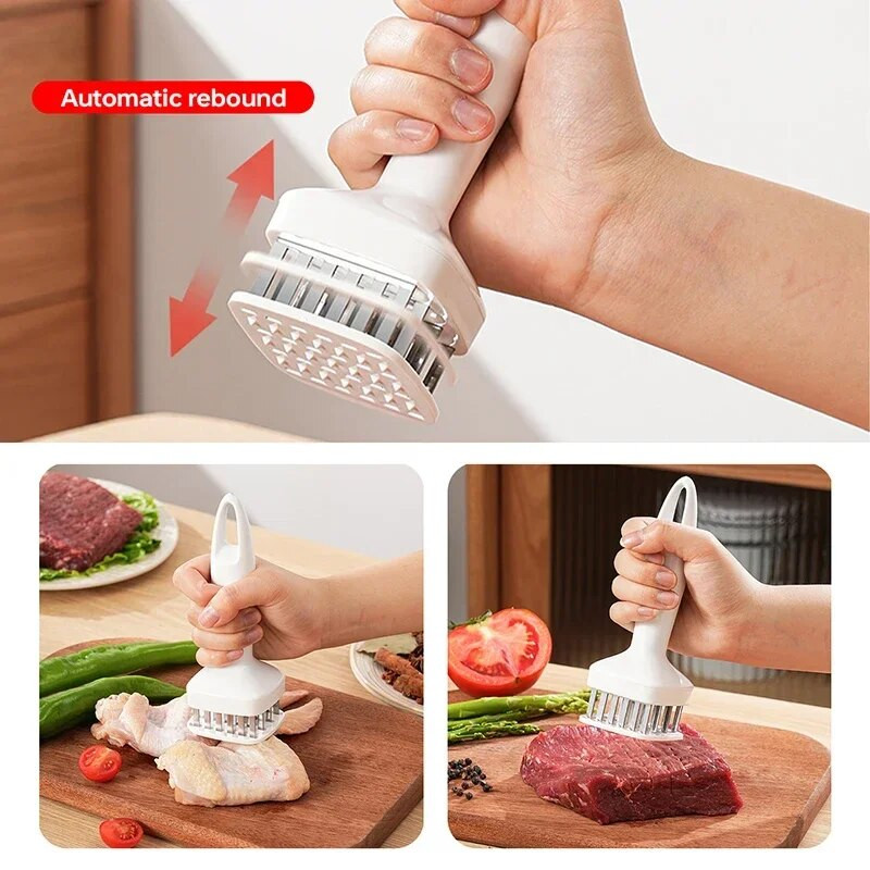 Cinko lydinio mėsos minkštiklis plaktukas kiaulienos gabalas kepsnys, palaidas adata dvipusis mėsos plaktukas, guminė rankena, virtuvės įrankis