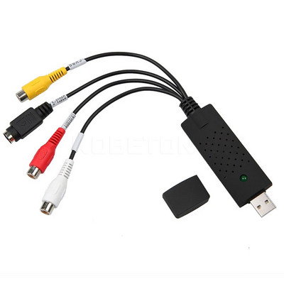 Nešiojamasis USB 2.0 vaizdo įrašymo kortelių adapteris TV DVD VHS garso įrašymo S-video USB keitiklis, skirtas Windows XP/7/8/10