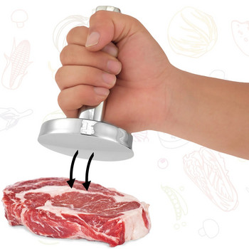 Уред за изглаждане на месо Кухненски чук за месо от неръждаема стомана Голям кръгъл чук за месо Инструмент за омекотяване Устойчиво на ръжда пиле