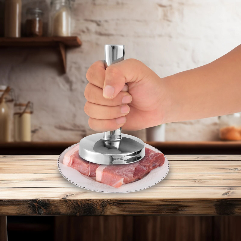 Mėsos plakimo plokštumas Maisto klasės nerūdijančio plieno virtuvė Mėsos plaktukas Didelis apvalus mėsos plaktukas Minkštinimo įrankis Rūdžiams atspari vištiena