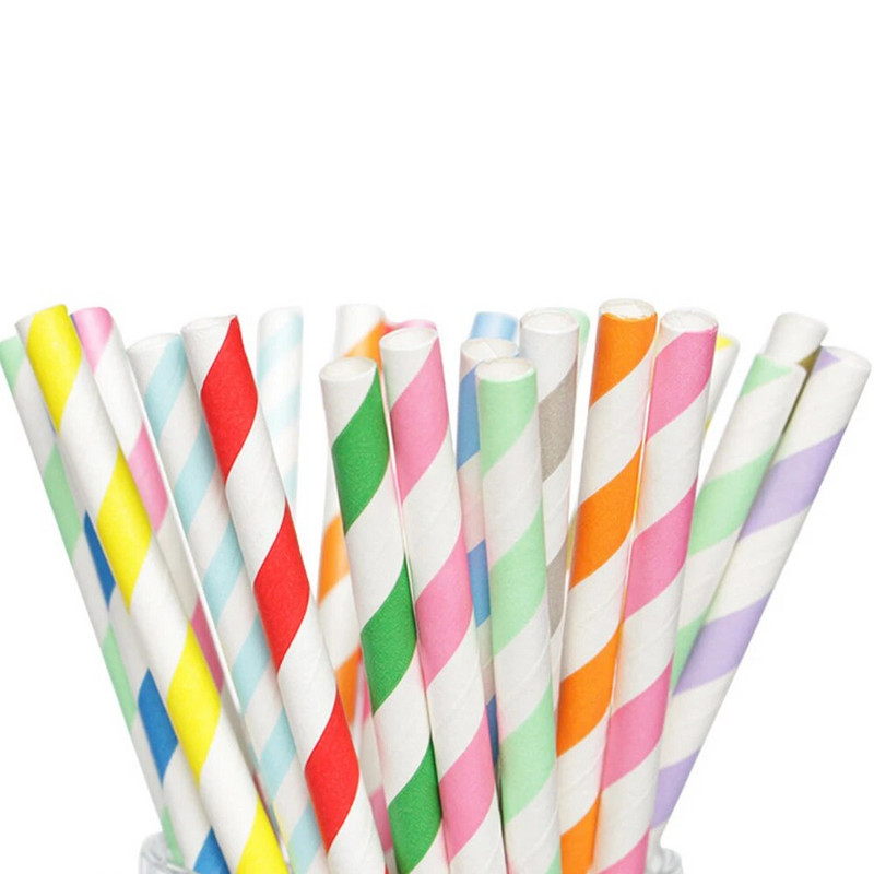 25 buc. Paie de hârtie de unică folosință, paie de băut decorative, ecologice, biodegradabile, pentru suc de băut în aer liber