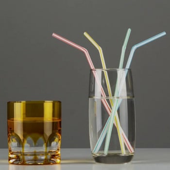 100 бр./компл. пластмасови сламки за пиене 21 см дълги многоцветни раирани сламки за еднократна употреба Парти многоцветна дъгова сламка