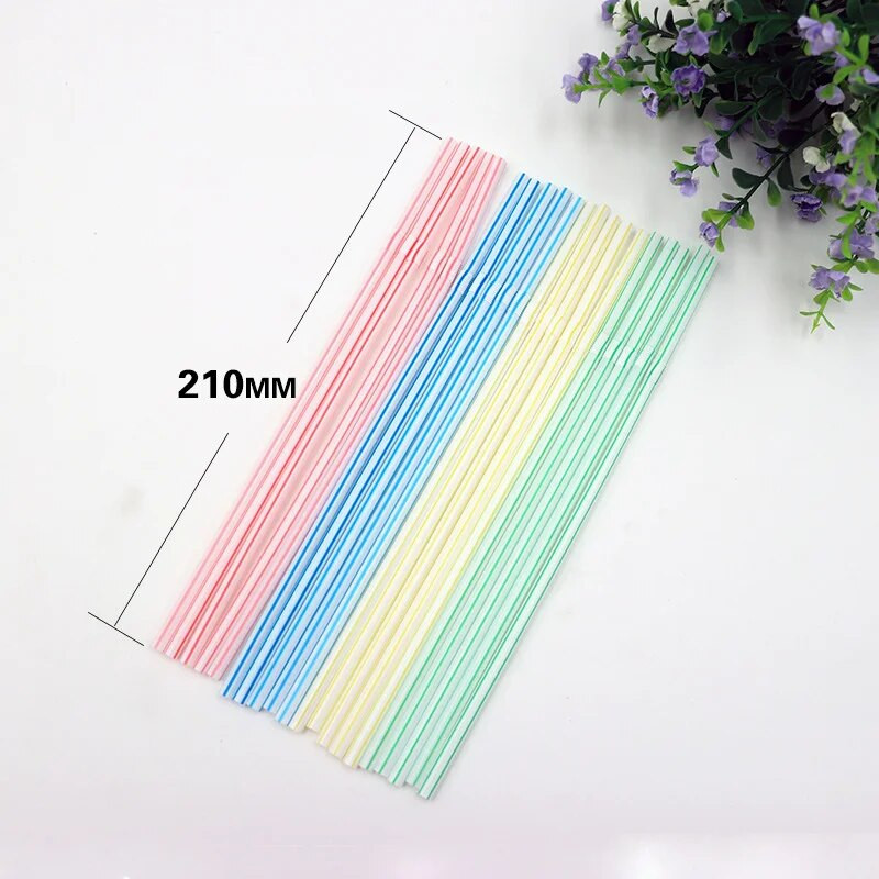 100 kom/set Plastične slamke za piće 21 cm duge raznobojne prugaste jednokratne slamke za zabavu u više boja duginih slamki