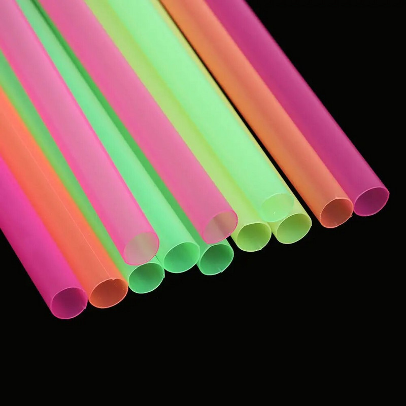 100 vnt. Pieno kokteilis Pochlebcas Gėrimai Šaukštas Šiaudeliai Neoniniai Kokteiliai Gėrimai Vakarėliams Vienkartiniai indai