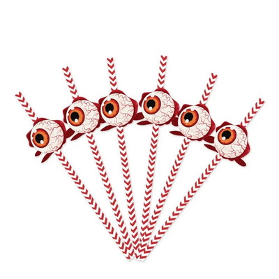 24vnt Siaubo Helovino vakarėlio dekoratyviniai šiaudeliai vienkartiniai spalvingi geriamieji šiaudeliai Įdomūs sulčių vamzdeliai