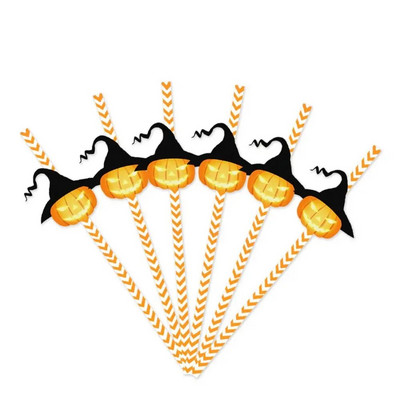 24vnt Siaubo Helovino vakarėlio dekoratyviniai šiaudeliai vienkartiniai spalvingi geriamieji šiaudeliai Įdomūs sulčių vamzdeliai