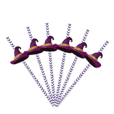 24vnt Siaubo Helovino vakarėlio dekoratyviniai šiaudeliai vienkartiniai spalvingi geriamieji šiaudeliai Įdomūs sulčių vamzdeliai