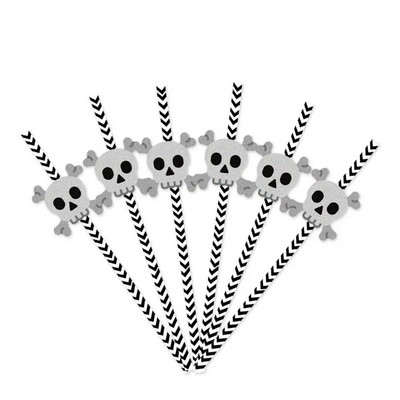 24vnt Siaubo Helovino vakarėlio dekoratyviniai šiaudeliai vienkartiniai spalvingi geriamieji šiaudeliai Įdomūs sulčių vamzdeliai