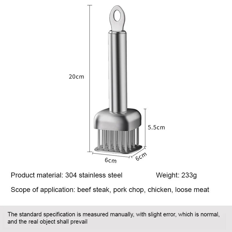 Virtuvės minkštos mėsos adata kepimo mėsos minkštinimo įrankis 304 nerūdijančio plieno kepsnių plaktukas plaktukas adata laisvas kiaulienos pjaustymo plaktukas