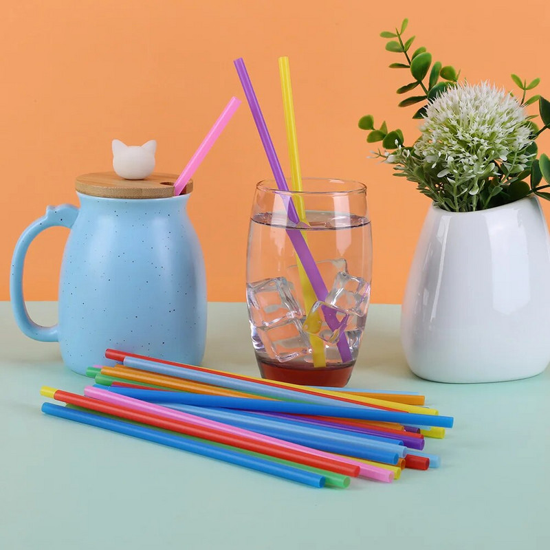 100db Eldobható Műanyag Szalma Egyenes Szalma Italtartó Tartozékok