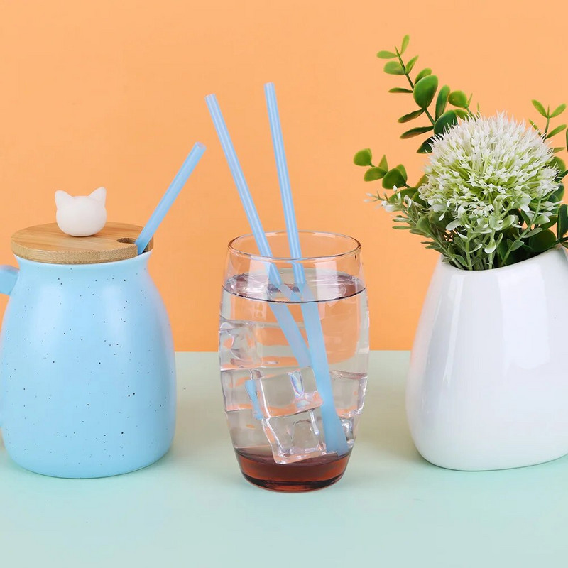 100db Eldobható Műanyag Szalma Egyenes Szalma Italtartó Tartozékok