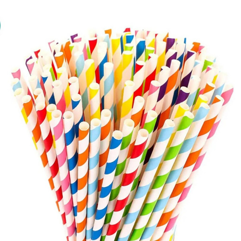 Papirnate slamke za piće od 25 komada, biorazgradive ukrasne slamke za piće, ekološki prihvatljive za ispijanje soka na otvorenom