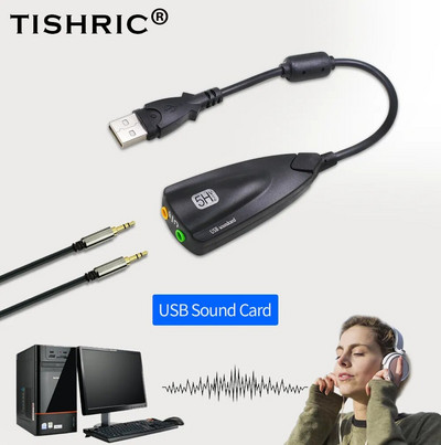 TISHRIC 5HV2 USB външна звукова карта 7.1 с 3.5 мм USB аудио адаптер Слушалки Микрофон Звукова карта за лаптоп Професионален компютър