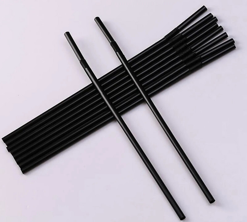 200 vnt 6 x 210 mm vienkartiniai plastikiniai juodi kokteilių šiaudeliai Minkšti šiaudeliai Kavos šiaudeliai vienkartiniai plastikiniai juodi kokteilių šiaudeliai