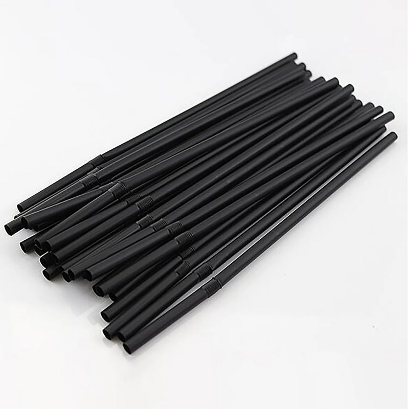 200 vnt 6 x 210 mm vienkartiniai plastikiniai juodi kokteilių šiaudeliai Minkšti šiaudeliai Kavos šiaudeliai vienkartiniai plastikiniai juodi kokteilių šiaudeliai
