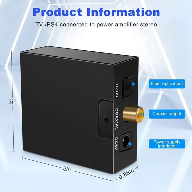 Jack portabil de 3,5 mm Fibră optică coaxială Digital-analogic Audio AUX RCA L/R Convertor Digital Audio Decoder Amplificator