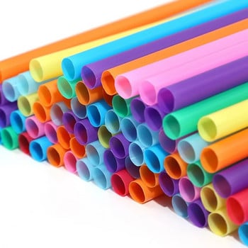 100Pcs Καλαμάκια μιας χρήσης 19cm Χρωματιστά Πλαστικά Καλαμάκια Εγχειρίδιο DIY Creative Flat Mouth Straight Tube Μονόχρωμη Μικτή συσκευασία 8 χρωμάτων