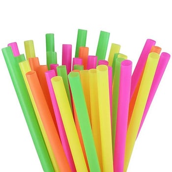 100Pcs Καλαμάκια μιας χρήσης 19cm Χρωματιστά Πλαστικά Καλαμάκια Εγχειρίδιο DIY Creative Flat Mouth Straight Tube Μονόχρωμη Μικτή συσκευασία 8 χρωμάτων