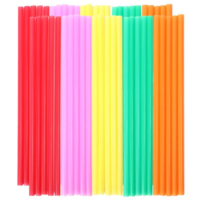100 vnt vienkartinių šiaudelių, 19 cm spalvotų plastikinių šiaudelių, rankinis „pasidaryk pats“ Creative Flat Mouth Straight Tube Monochrome 8-color Mixed Pack