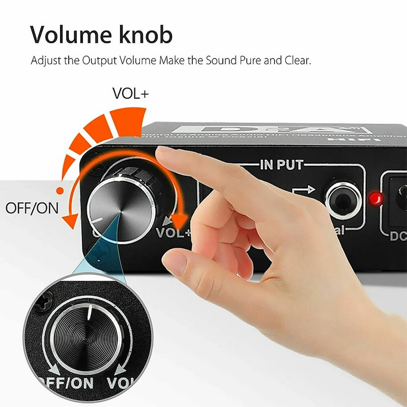 Digitális-analóg audio konverter Toslink koaxiális jel optikai szálas dekóder