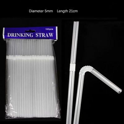 Vienkartiniai plastikiniai šiaudeliai, geriamoji tūbelė, naujametiniai papuošimai, virtuvės reikmenys, burbulinė arbata, bendy, 100vnt, 2023 m.