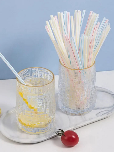 Vienkartiniai plastikiniai šiaudeliai, geriamoji tūbelė, naujametiniai papuošimai, virtuvės reikmenys, burbulinė arbata, bendy, 100vnt, 2023 m.