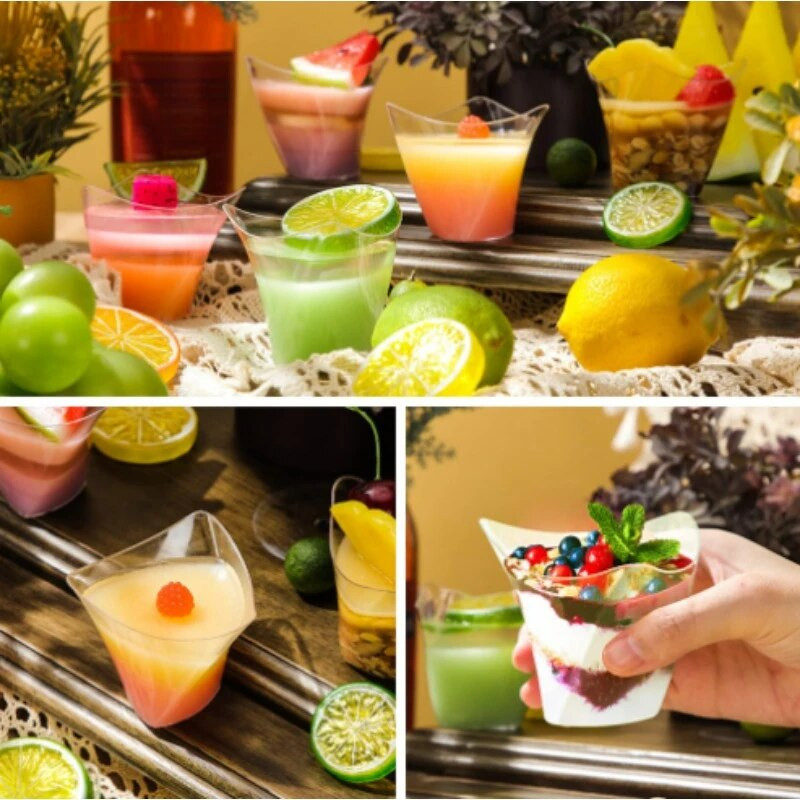 50 DB csavart háromszög eldobható desszert csésze születésnapi partihoz, ünnepi harapnivalók édességhab fagylalthab desszert csésze