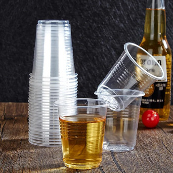 100 бр. Нови прозрачни пластмасови чаши за еднократна употреба, пикник на открито, рожден ден, кухненско парти, сервиз за дегустация 200 ml