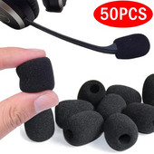 50–10 vnt. juodos spalvos pakaitiniai putplasčio dangteliai Mini priekinio stiklo priekinio stiklo kempinės dangteliai ausinių mikrofonui, atvartas Lavalier mikrofono dangtelis