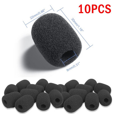 50–10 vnt. juodos spalvos pakaitiniai putplasčio dangteliai Mini priekinio stiklo priekinio stiklo kempinės dangteliai ausinių mikrofonui, atvartas Lavalier mikrofono dangtelis