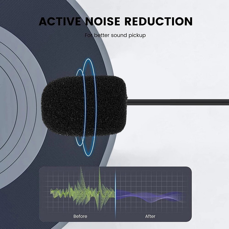50–10 vnt. juodos spalvos pakaitiniai putplasčio dangteliai Mini priekinio stiklo priekinio stiklo kempinės dangteliai ausinių mikrofonui, atvartas Lavalier mikrofono dangtelis