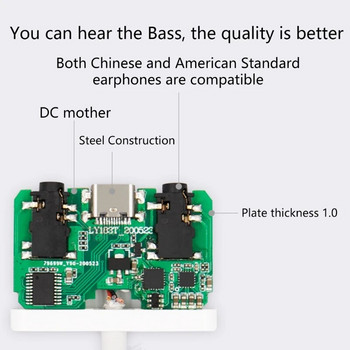 Външна USB-C звукова карта 3в1 тип-C до 3,5 mm аудио адаптер за интерфейс за слушалки тип C външна стерео звукова карта