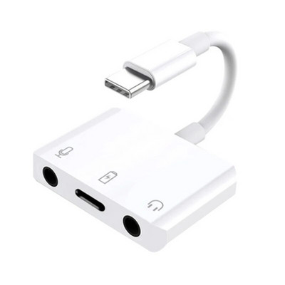 Ārējā USB-C skaņas karte 3in1 C tipa līdz 3,5 mm audio austiņu saskarnes adapteris C tipa ārējā stereo skaņas karte
