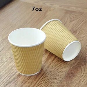 100 vnt./pak. 7oz storio popierinio puodelio vienkartiniai kraft kavos puodeliai karšto gėrimo vakarėliams reikmenys