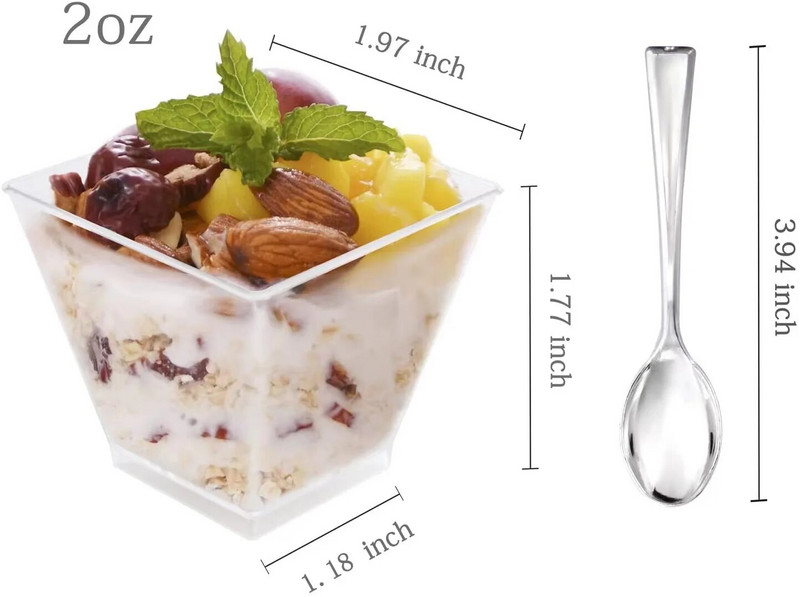 50/25 tk ühekordselt kasutatavad plastikust magustoidutopsid Sünnipäeva läbipaistev peojäätis Kodune jõulutarvikuga jogurti eelroog magustoit