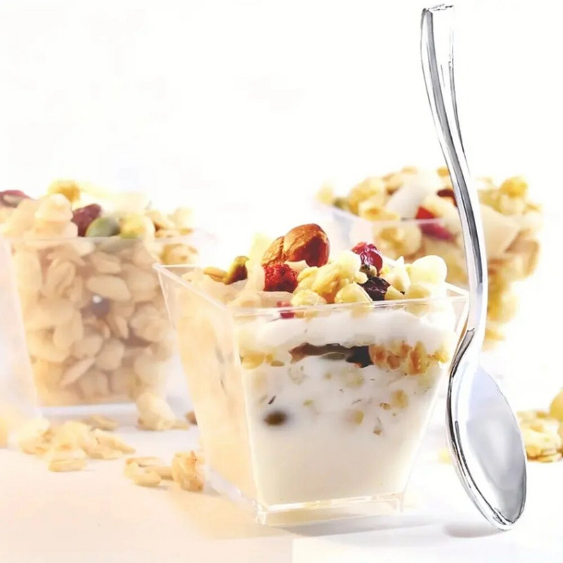 50/25 tk ühekordselt kasutatavad plastikust magustoidutopsid Sünnipäeva läbipaistev peojäätis Kodune jõulutarvikuga jogurti eelroog magustoit